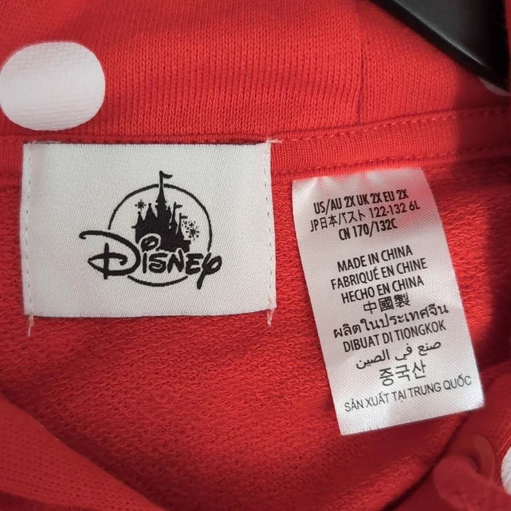Disney WDW Zip Hoodie Minnie MouseRed Polka Dot Hoodie with Ears Size 2X *NWT* - Picture 5 of 9